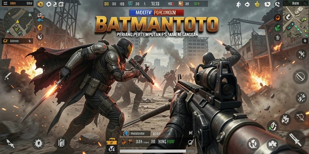 Screenshot menampilkan pertempuran seru di BATMANTOTO dengan grafis realistis.