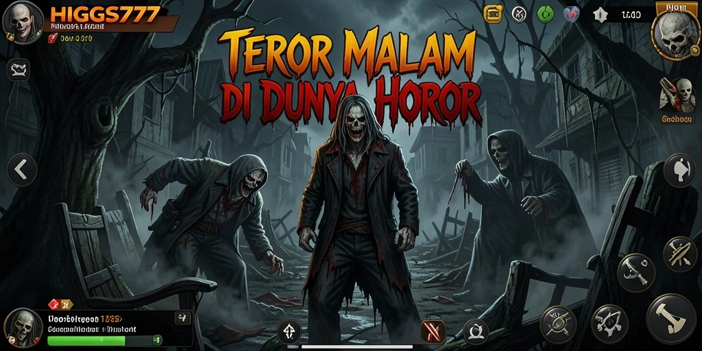 Gameplay HIGGS777 menampilkan suasana horor yang mencekam dan menegangkan.
