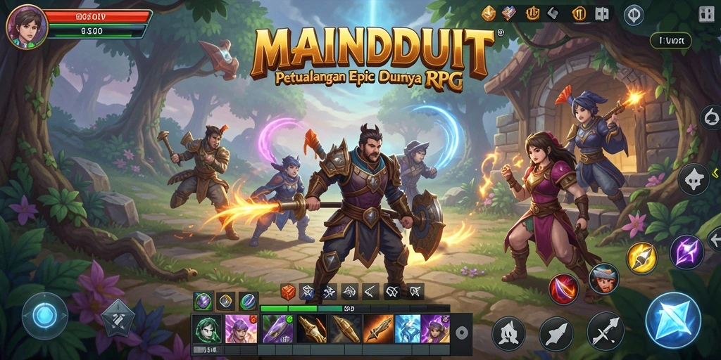 Tampilan gameplay MAINDUIT yang memukau dan penuh aksi RPG.