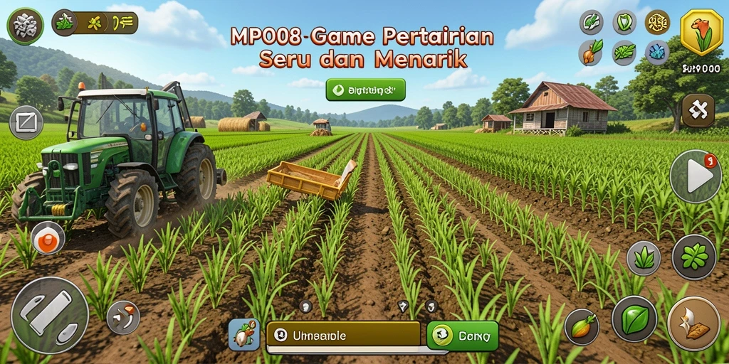 Tampilan gameplay MPO08 yang seru dan menarik di ladang pertanian.