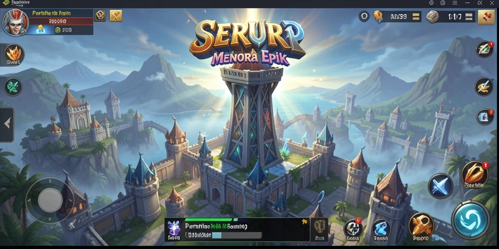Tampilan gameplay SERURP dengan menara dan musuh yang beragam.